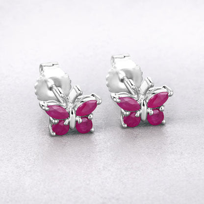 0.63 Carat Genuine Ruby .925 Sterling Silver Earrings