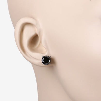 3.08 Carat Genuine Black Diamond 14K White Gold Earrings