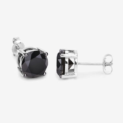 3.08 Carat Genuine Black Diamond 14K White Gold Earrings
