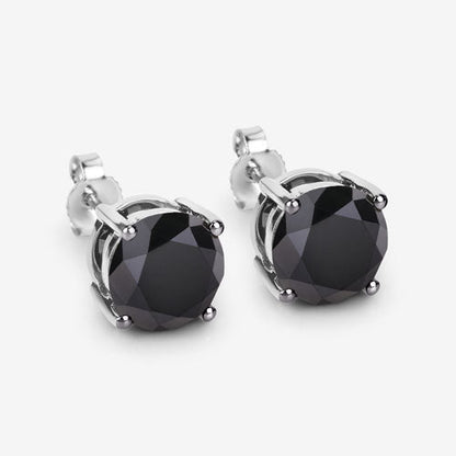 4.81 Carat Genuine Black Diamond 14K White Gold Earrings