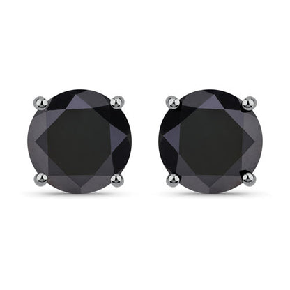 3.08 Carat Genuine Black Diamond 14K White Gold Earrings