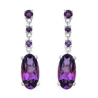 9.63 Carat Genuine Amethyst .925 Sterling Silver Earrings