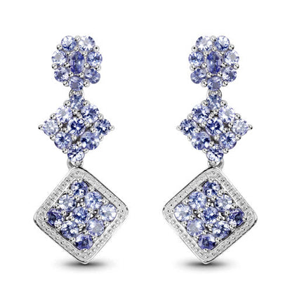 4.92 Carat Genuine Tanzanite .925 Sterling Silver Earrings
