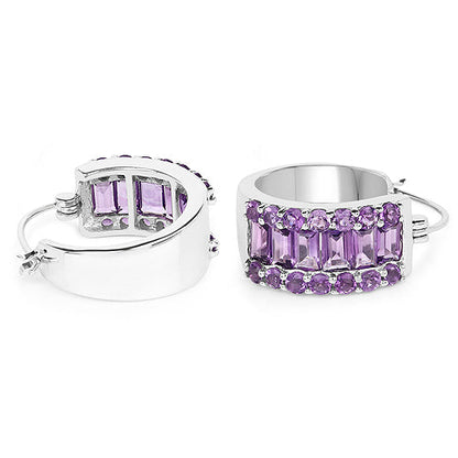 5.56 Carat Genuine Amethyst .925 Sterling Silver Earrings