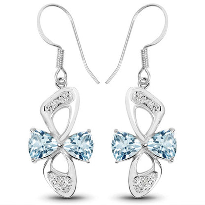 5.06 Carat Genuine Blue Topaz and White Topaz .925 Sterling Silver Earrings