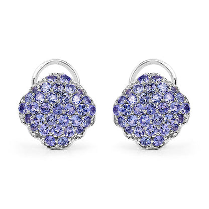 3.14 Carat Genuine Tanzanite .925 Sterling Silver Earrings
