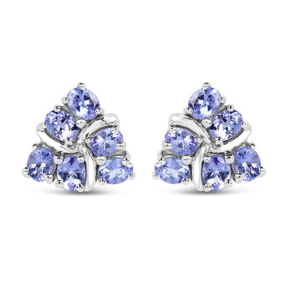2.04 Carat Genuine Tanzanite .925 Sterling Silver Earrings