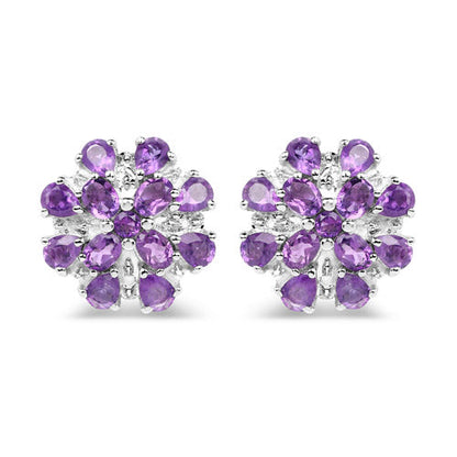 3.80 Carat Genuine Amethyst .925 Sterling Silver Earrings