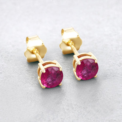 0.86 Carat Genuine Ruby 10K Yellow Gold Earrings