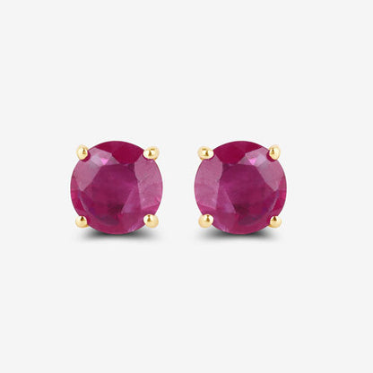 0.86 Carat Genuine Ruby 10K Yellow Gold Earrings