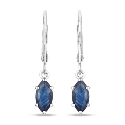 1.20 Carat Genuine Blue Sapphire 10K White Gold Earrings