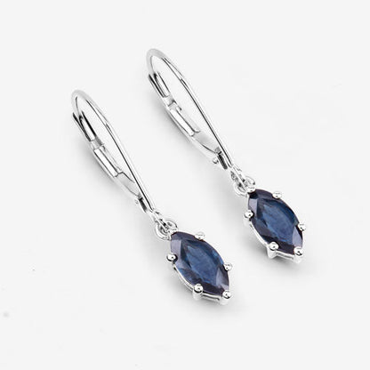 1.20 Carat Genuine Blue Sapphire 10K White Gold Earrings