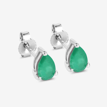 0.70 Carat Genuine Zambian Emerald 10K White Gold Earrings
