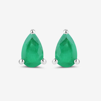 0.70 Carat Genuine Zambian Emerald 10K White Gold Earrings