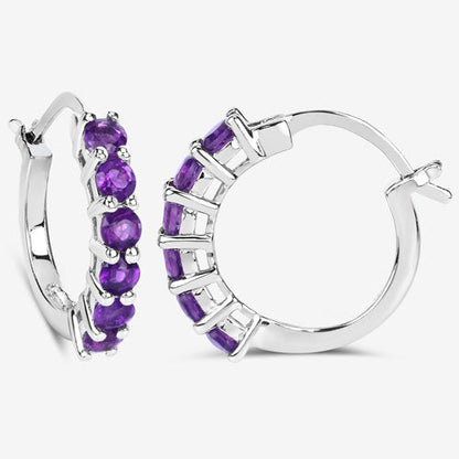 1.20 Carat Genuine Amethyst .925 Sterling Silver Earrings
