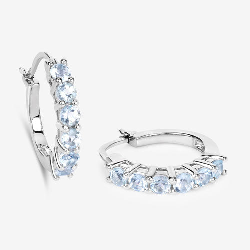 1.20 Carat Genuine Aquamarine .925 Sterling Silver Earrings