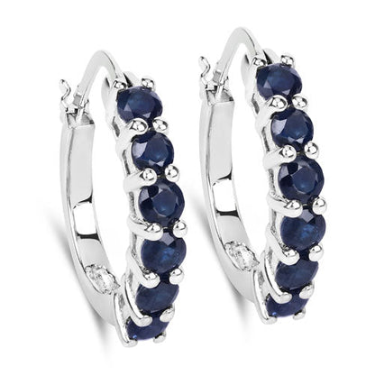 1.32 Carat Genuine Blue Sapphire .925 Sterling Silver Earrings