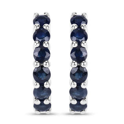 1.32 Carat Genuine Blue Sapphire .925 Sterling Silver Earrings
