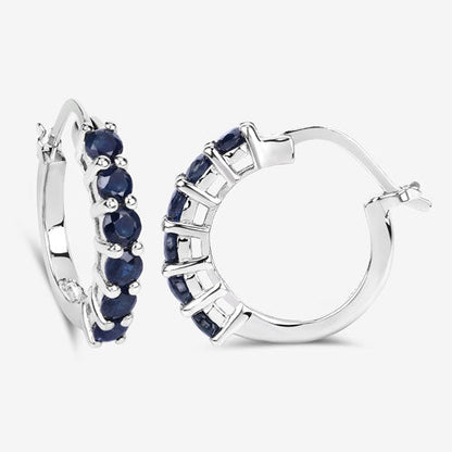 1.32 Carat Genuine Blue Sapphire .925 Sterling Silver Earrings