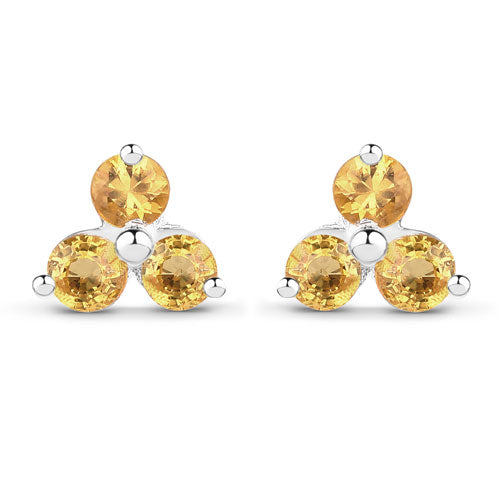 0.72 Carat Genuine Yellow Sapphire .925 Sterling Silver Earrings