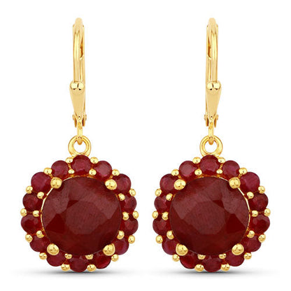 11.37 Carat Dyed Ruby and Ruby .925 Sterling Silver Earrings