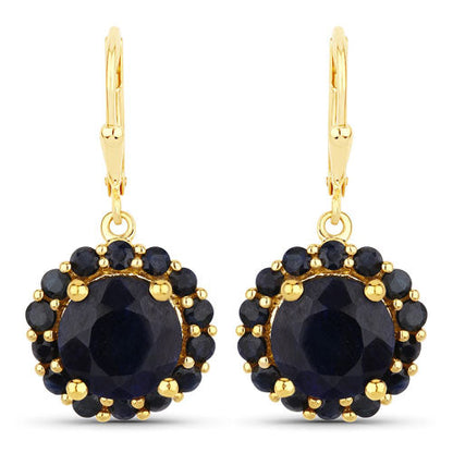 11.37 Carat Dyed Sapphire and Blue Sapphire .925 Sterling Silver Earrings
