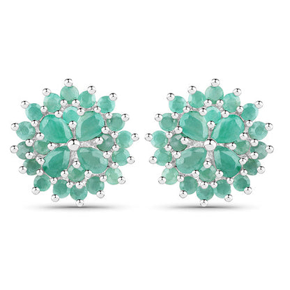 2.32 Carat Genuine Emerald .925 Sterling Silver Earrings