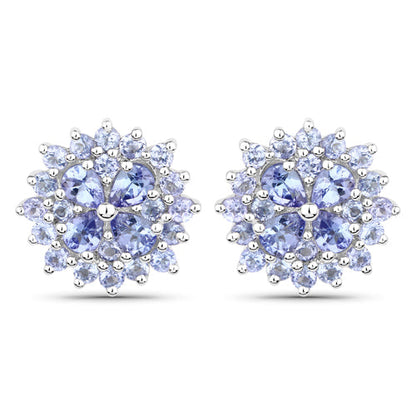2.52 Carat Genuine Tanzanite .925 Sterling Silver Earrings