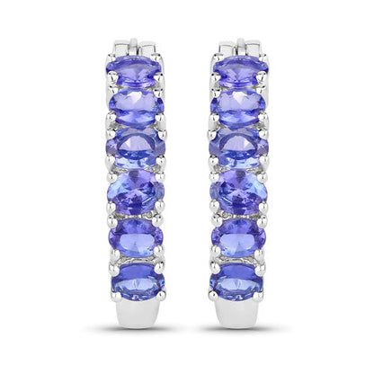 2.04 Carat Genuine Tanzanite .925 Sterling Silver Earrings