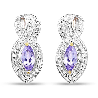 14K Yellow Gold Plated 0.28 Carat Genuine Tanzanite .925 Sterling Silver Earrings
