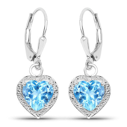 4.20 Carat Genuine Swiss Blue Topaz .925 Sterling Silver Earrings