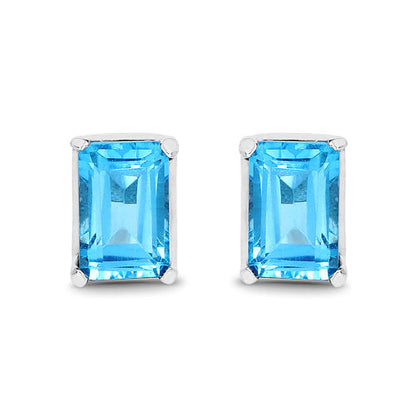 1.40 Carat Genuine Swiss Blue Topaz .925 Sterling Silver Earrings