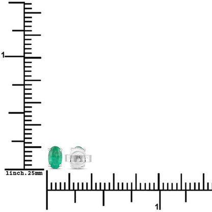 0.38 Carat Genuine Zambian Emerald 10K White Gold Earrings