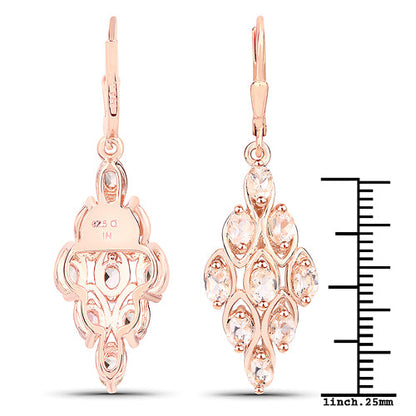 18K Rose Gold Plated 2.70 Carat Genuine Morganite .925 Sterling Silver Earrings