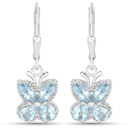 2.60 Carat Genuine Blue Topaz .925 Sterling Silver Earrings