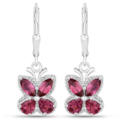 2.52 Carat Genuine Rhodolite Garnet .925 Sterling Silver Earrings