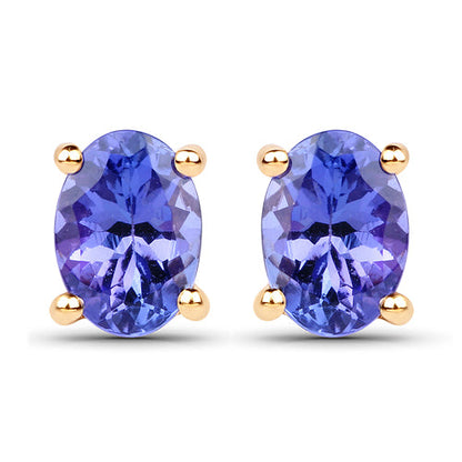 1.24 Carat Genuine Tanzanite 14K Yellow Gold Earrings
