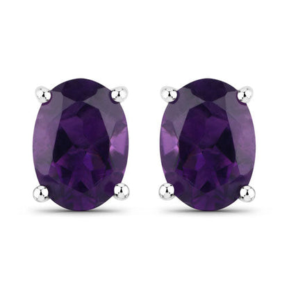 1.60 Carat Genuine Amethyst .925 Sterling Silver Earrings