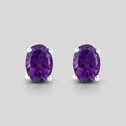 1.60 Carat Genuine Amethyst .925 Sterling Silver Earrings