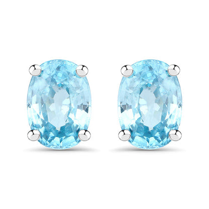 2.40 Carat Genuine Blue Zircon .925 Sterling Silver Earrings