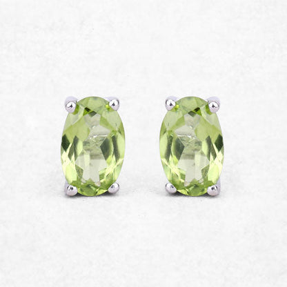 1.66 Carat Genuine Peridot .925 Sterling Silver Earrings