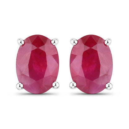 1.70 Carat Genuine Ruby 14K White Gold Earrings