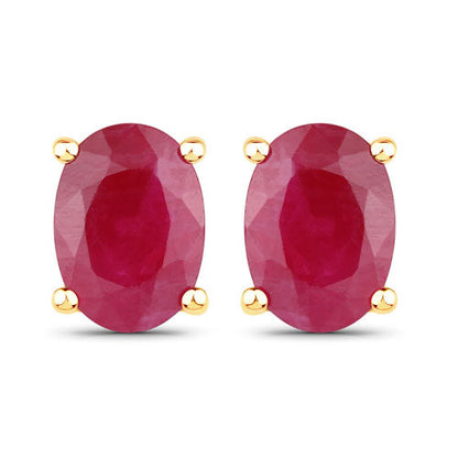 1.70 Carat Genuine Ruby 14K Yellow Gold Earrings