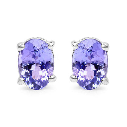 1.50 Carat Genuine Tanzanite .925 Sterling Silver Earrings