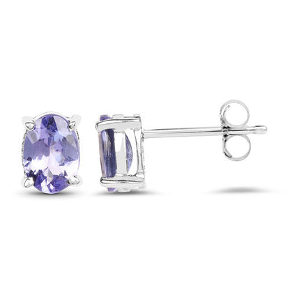 1.50 Carat Genuine Tanzanite .925 Sterling Silver Earrings