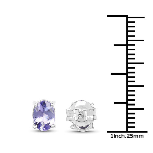 1.50 Carat Genuine Tanzanite .925 Sterling Silver Earrings