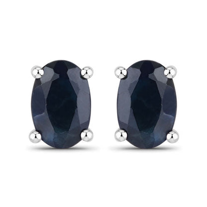 0.96 Carat Genuine Blue Sapphire 10K White Gold Earrings