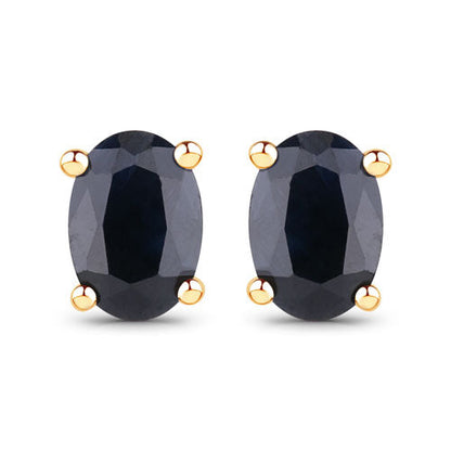 0.96 Carat Genuine Blue Sapphire 10K Yellow Gold Earrings