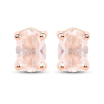 18K Rose Gold Plated 0.80 Carat Genuine Morganite .925 Sterling Silver Earrings