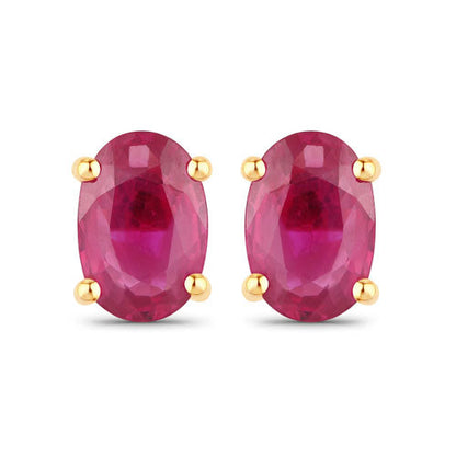 1.04 Carat Genuine Ruby 14K Yellow Gold Earrings